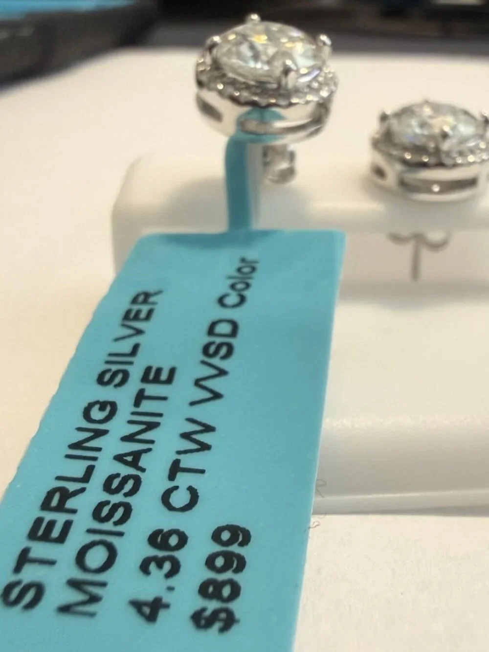 Sterling Silver Moissanite Earrings 4.38 CTW VVSD Color